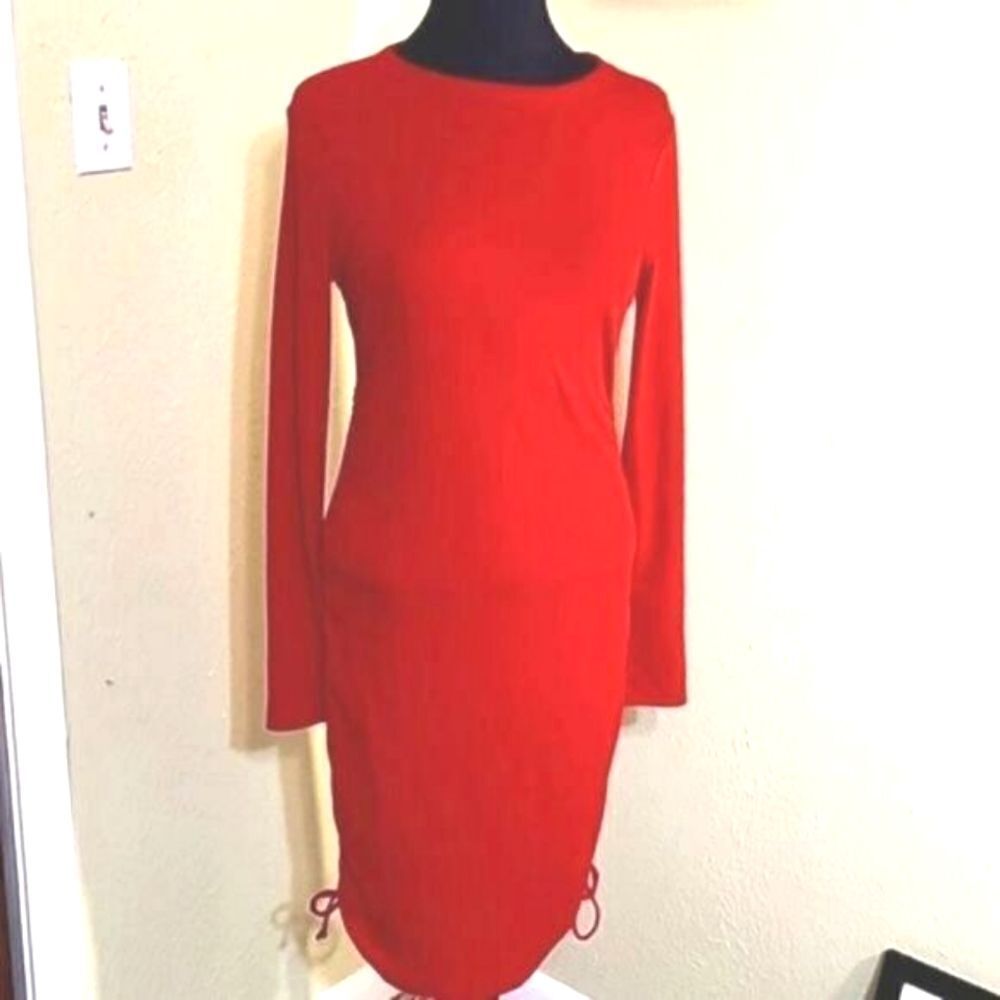 Spoiled - Red Bodycon Dress with Ruching on Sides, Size Large,  NWOT